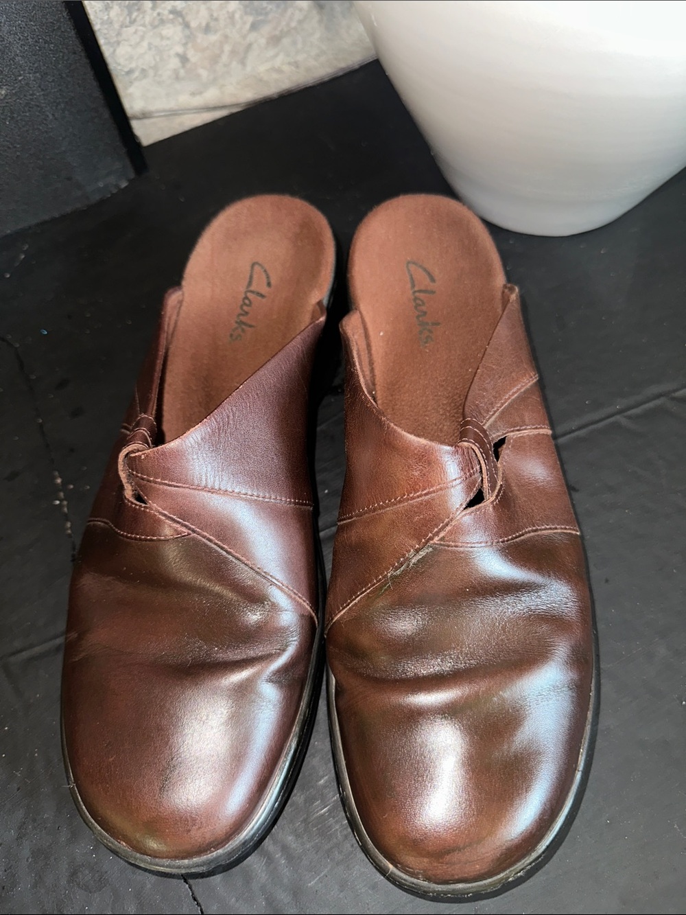 Clarks Leather Mules